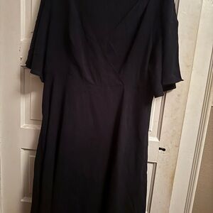 SHEIN Black Asymmetrical A-Line Dress with Flutter Sleeves